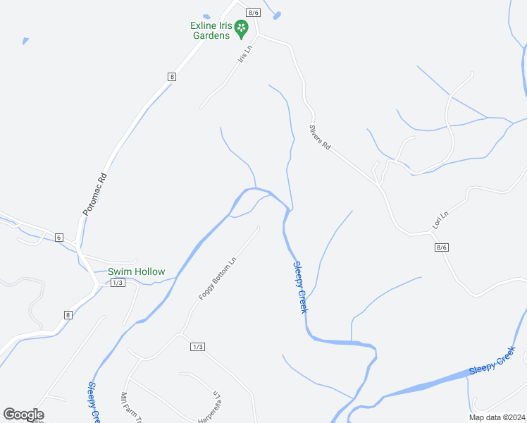 map of restaurants, bars, coffee shops, grocery stores, and more near 442 Foggy Bottom Lane in Berkeley Springs