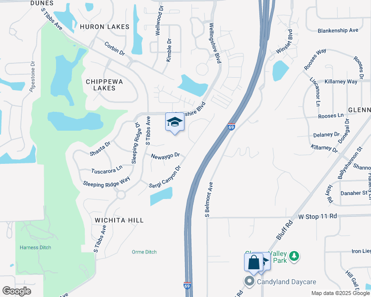 map of restaurants, bars, coffee shops, grocery stores, and more near 7644 Firewalker Lane in Indianapolis