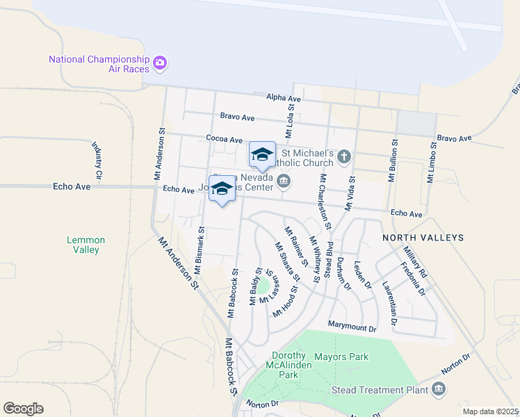 map of restaurants, bars, coffee shops, grocery stores, and more near 13750 Mount Whitney Street in Reno