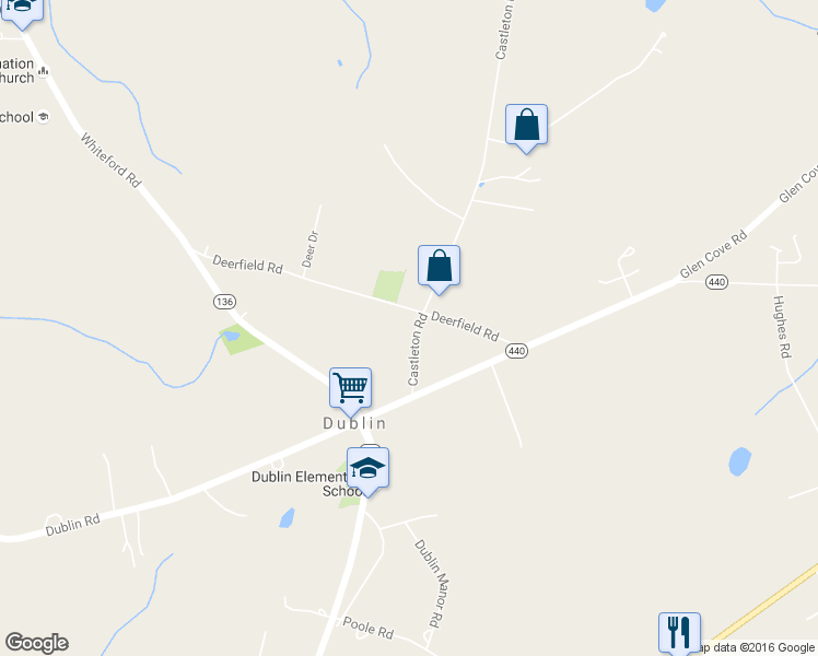 map of restaurants, bars, coffee shops, grocery stores, and more near 1531 Whiteford Road in Street