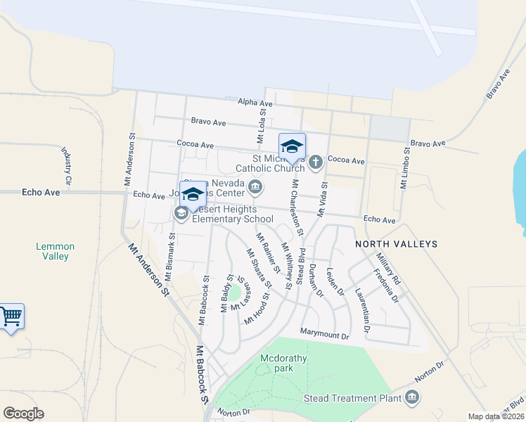 map of restaurants, bars, coffee shops, grocery stores, and more near 5240 Echo Avenue in Reno
