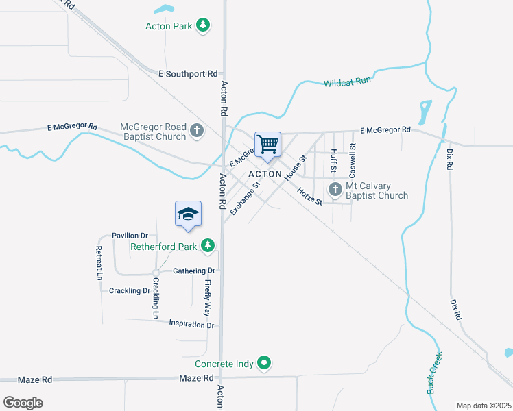 map of restaurants, bars, coffee shops, grocery stores, and more near 11055 Exchange Street in Indianapolis