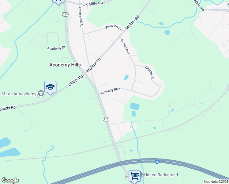 map of restaurants, bars, coffee shops, grocery stores, and more near 22 Highland Avenue in Elkton