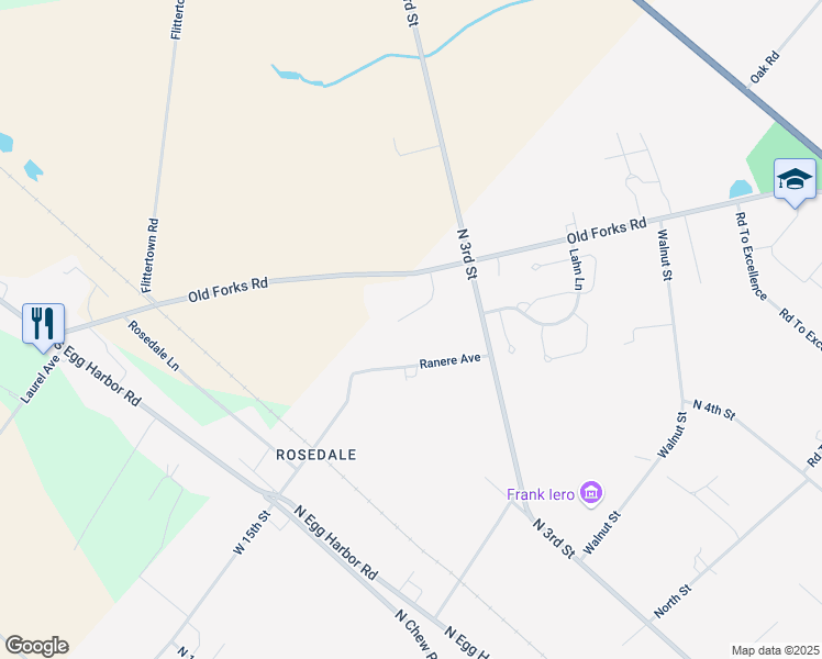 map of restaurants, bars, coffee shops, grocery stores, and more near 11 Carriage Way in Hammonton