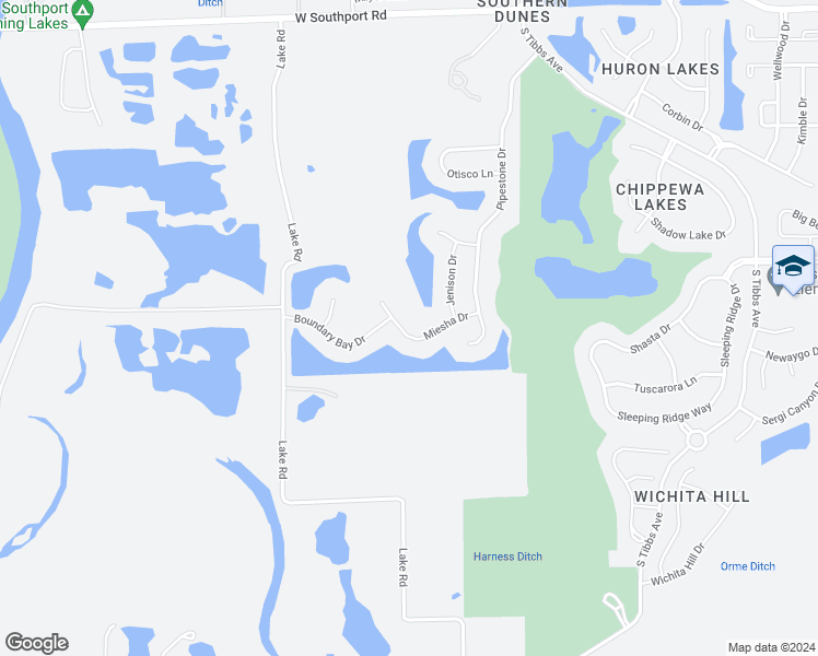 map of restaurants, bars, coffee shops, grocery stores, and more near 3638 Miesha Drive in Indianapolis