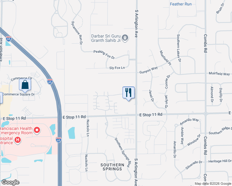 map of restaurants, bars, coffee shops, grocery stores, and more near 5818 Edelle Drive in Indianapolis