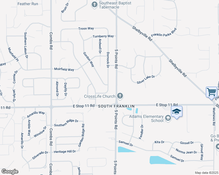 map of restaurants, bars, coffee shops, grocery stores, and more near 7833 Dornock Drive in Indianapolis