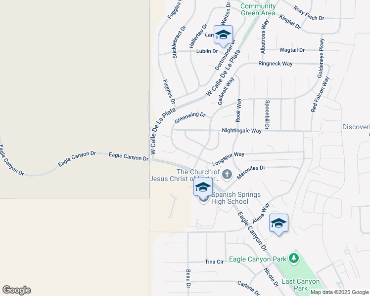 map of restaurants, bars, coffee shops, grocery stores, and more near 1105 Longspur Way in Spanish Springs