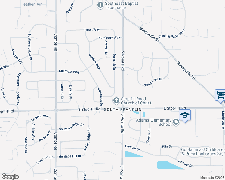 map of restaurants, bars, coffee shops, grocery stores, and more near 7832 Gordon Way in Indianapolis