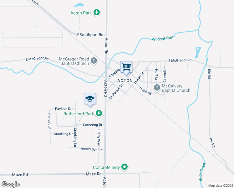 map of restaurants, bars, coffee shops, grocery stores, and more near 11055 Exchange Street in Indianapolis