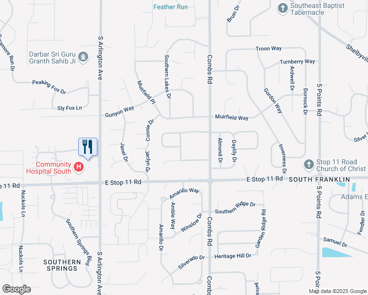 map of restaurants, bars, coffee shops, grocery stores, and more near 7829 Whitaker Farms Lane in Indianapolis