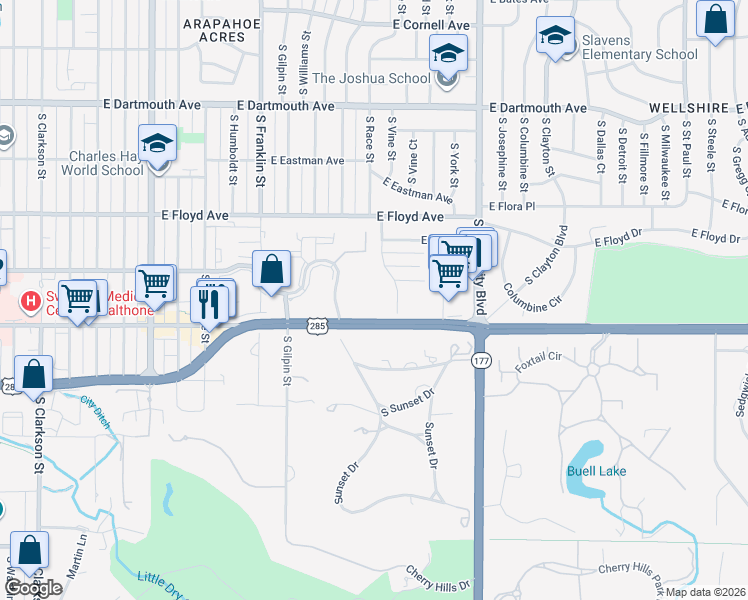 map of restaurants, bars, coffee shops, grocery stores, and more near 3471 South Race Street in Englewood