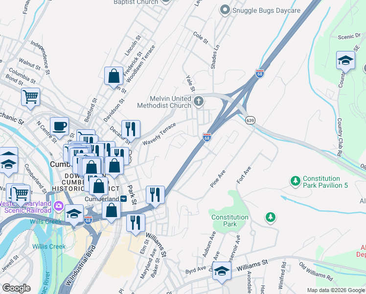 map of restaurants, bars, coffee shops, grocery stores, and more near 149 Sunrise Circle in Cumberland
