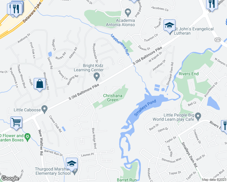 map of restaurants, bars, coffee shops, grocery stores, and more near 32 Thomas Jefferson Boulevard in Newark