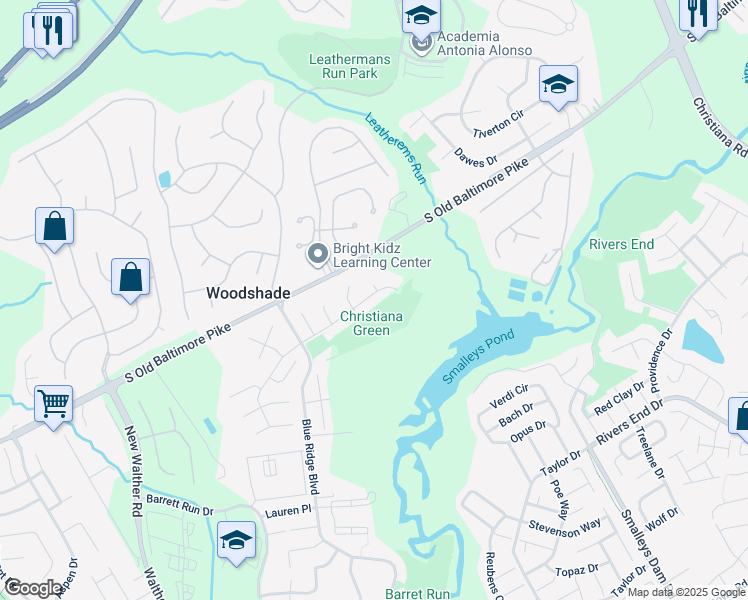 map of restaurants, bars, coffee shops, grocery stores, and more near 32 Thomas Jefferson Boulevard in Newark
