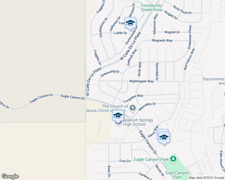 map of restaurants, bars, coffee shops, grocery stores, and more near 1350 Whooping Crane Drive in Spanish Springs