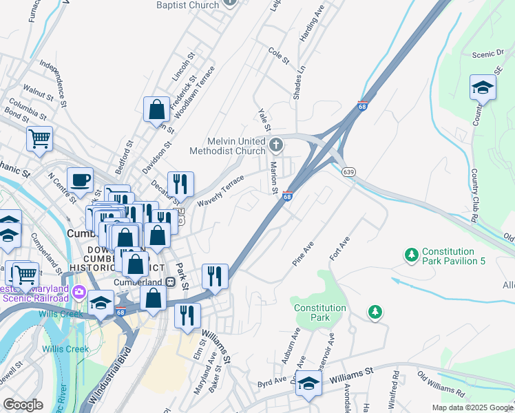 map of restaurants, bars, coffee shops, grocery stores, and more near 140 Sunrise Circle in Cumberland