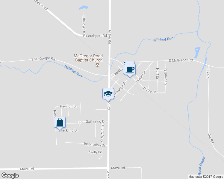 map of restaurants, bars, coffee shops, grocery stores, and more near 11011 Virgil Street in Indianapolis