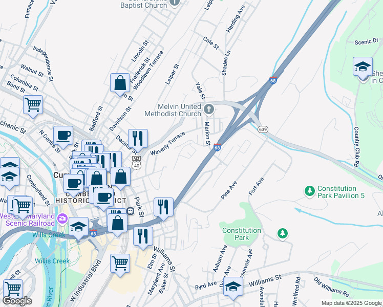 map of restaurants, bars, coffee shops, grocery stores, and more near 110 Day Break Drive in Cumberland