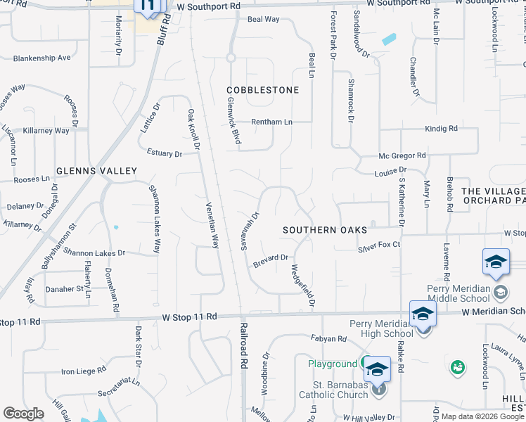 map of restaurants, bars, coffee shops, grocery stores, and more near 7633 Savannah Drive in Indianapolis