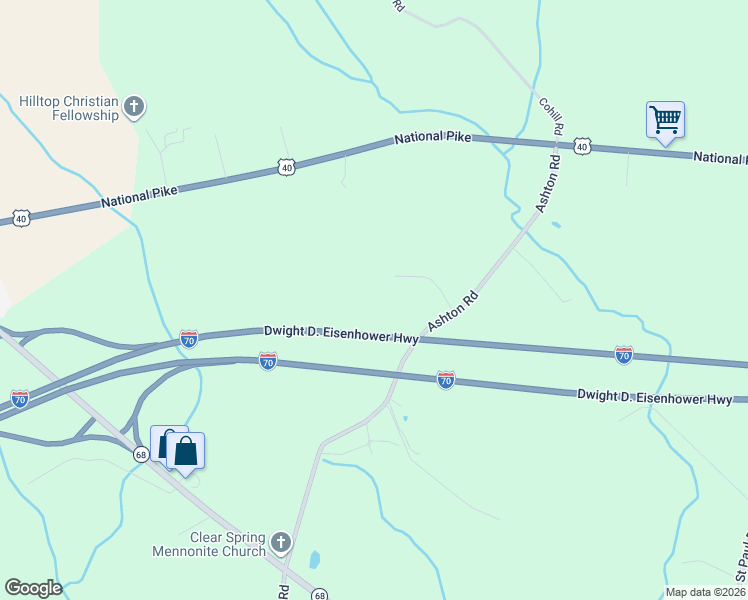 map of restaurants, bars, coffee shops, grocery stores, and more near 13407 Rhodes Ct in Clear Spring