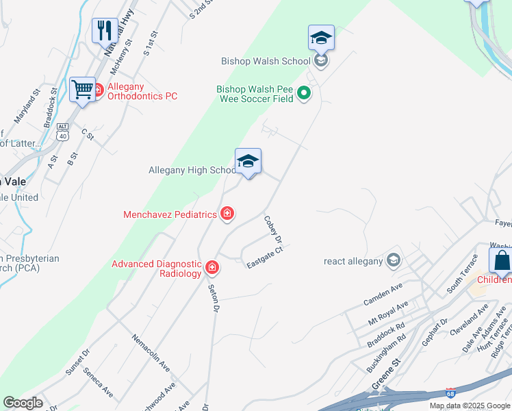 map of restaurants, bars, coffee shops, grocery stores, and more near 900 Seton Drive in Cumberland