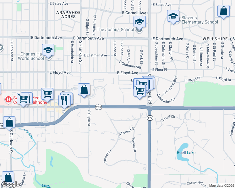 map of restaurants, bars, coffee shops, grocery stores, and more near 3471 South Race Street in Englewood