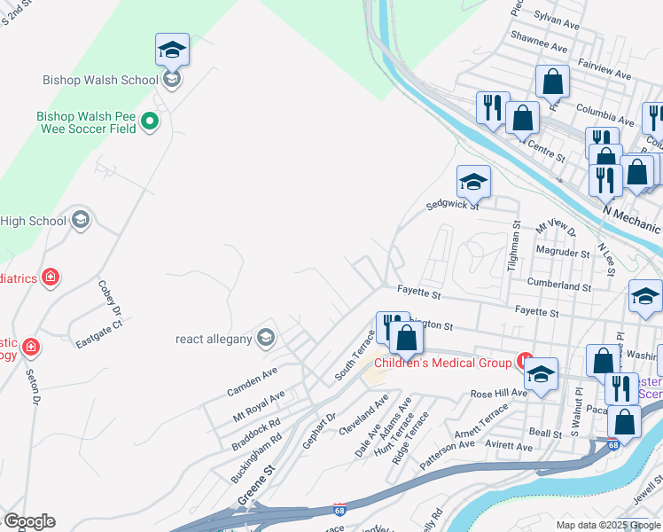 map of restaurants, bars, coffee shops, grocery stores, and more near 113 High Lane in Cumberland