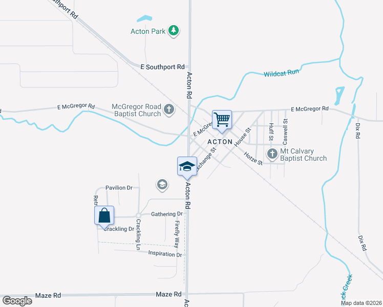 map of restaurants, bars, coffee shops, grocery stores, and more near 11011 Virgil Street in Indianapolis