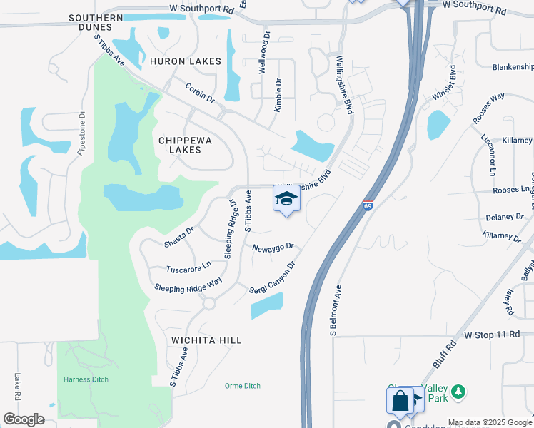 map of restaurants, bars, coffee shops, grocery stores, and more near 7525 Wellingshire Boulevard in Indianapolis