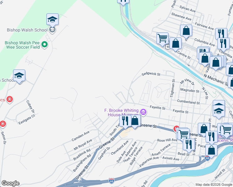 map of restaurants, bars, coffee shops, grocery stores, and more near 112 Wilmont Avenue in Cumberland