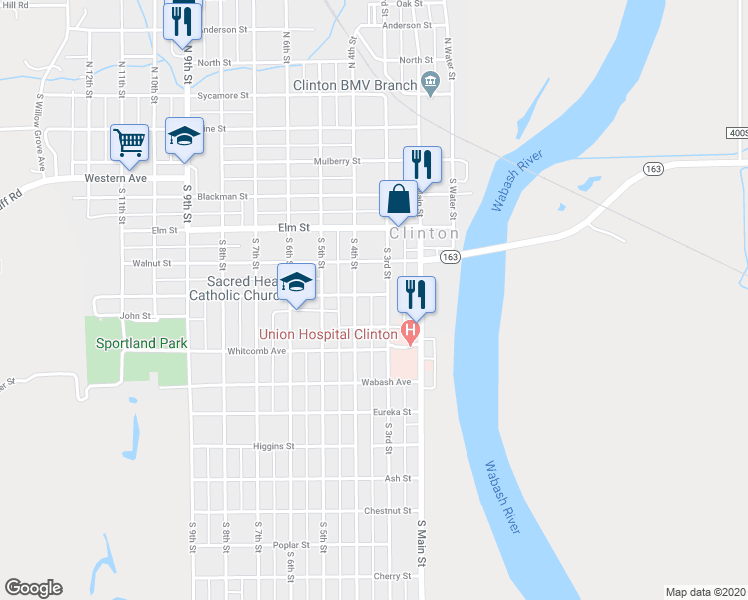 map of restaurants, bars, coffee shops, grocery stores, and more near 330 Nebeker Street in Clinton