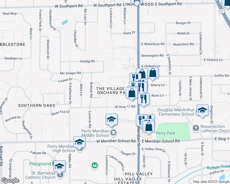 map of restaurants, bars, coffee shops, grocery stores, and more near 217 Huddleston Drive South in Indianapolis