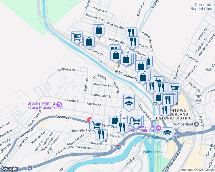 map of restaurants, bars, coffee shops, grocery stores, and more near 311 Mount View Drive in Cumberland