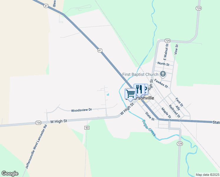 map of restaurants, bars, coffee shops, grocery stores, and more near 60 Colonial Drive in Jeffersonville