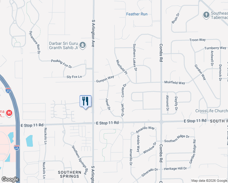 map of restaurants, bars, coffee shops, grocery stores, and more near 6113 Cheri Court in Indianapolis