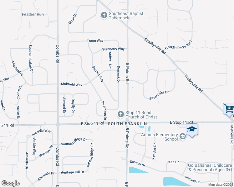 map of restaurants, bars, coffee shops, grocery stores, and more near 7738 Dornock Drive in Indianapolis