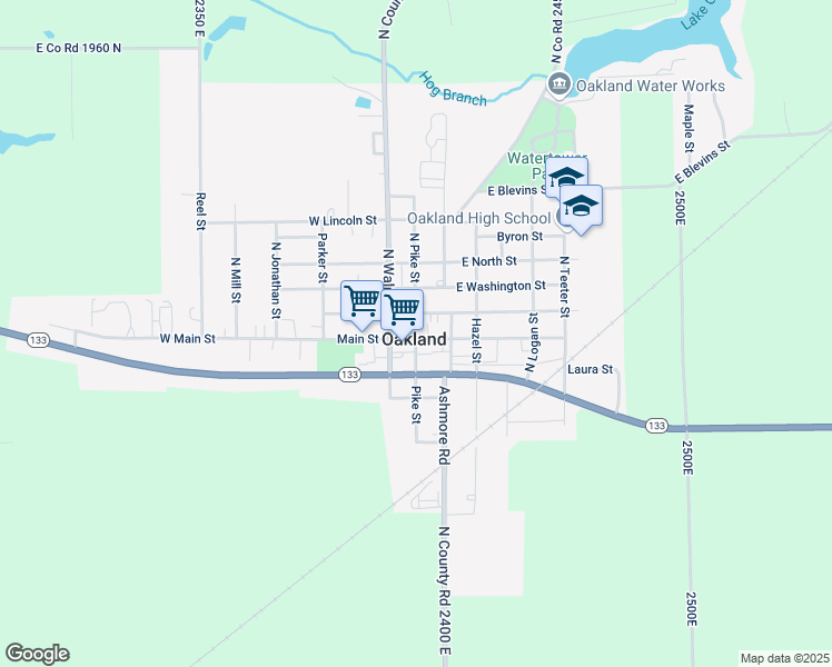 map of restaurants, bars, coffee shops, grocery stores, and more near 14 North Pike Street in Oakland