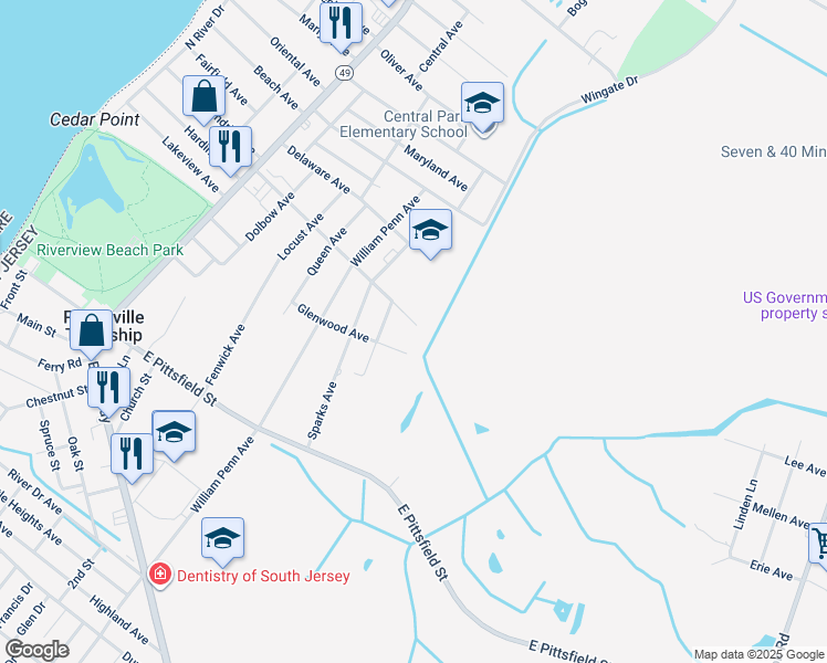 map of restaurants, bars, coffee shops, grocery stores, and more near 85 Union Street in Pennsville Township