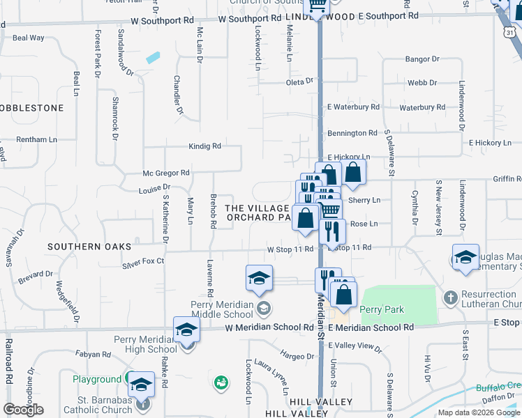 map of restaurants, bars, coffee shops, grocery stores, and more near 217 Huddleston Drive South in Indianapolis