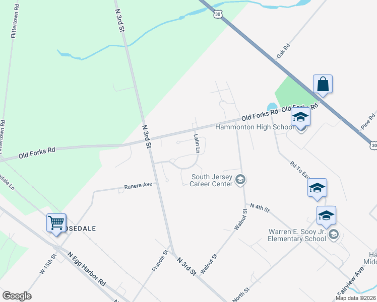 map of restaurants, bars, coffee shops, grocery stores, and more near 39 Leah Court in Hammonton