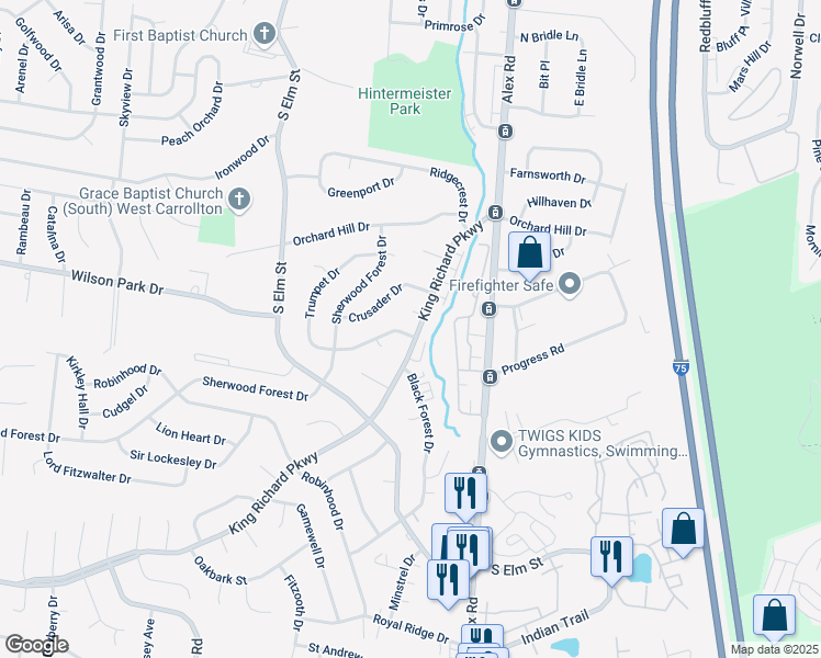 map of restaurants, bars, coffee shops, grocery stores, and more near 523 Lincoln Green Drive in Dayton
