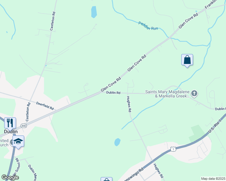 map of restaurants, bars, coffee shops, grocery stores, and more near 3510 Dublin Road in Darlington
