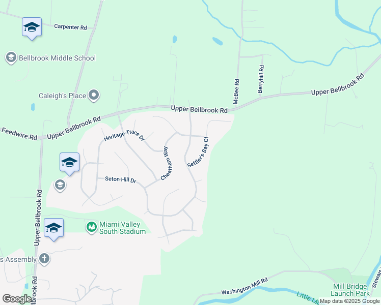 map of restaurants, bars, coffee shops, grocery stores, and more near 3109 Seton Hill Dr in Bellbrook