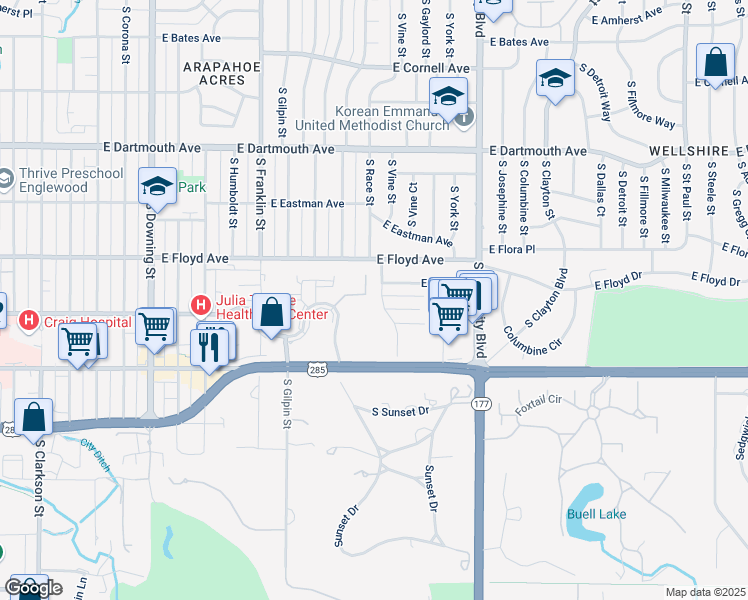 map of restaurants, bars, coffee shops, grocery stores, and more near 3403 South Race Street in Englewood