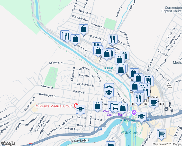 map of restaurants, bars, coffee shops, grocery stores, and more near 311 Mount View Drive in Cumberland