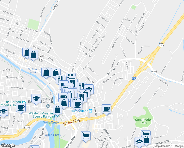 map of restaurants, bars, coffee shops, grocery stores, and more near 117 Bellevue Street in Cumberland