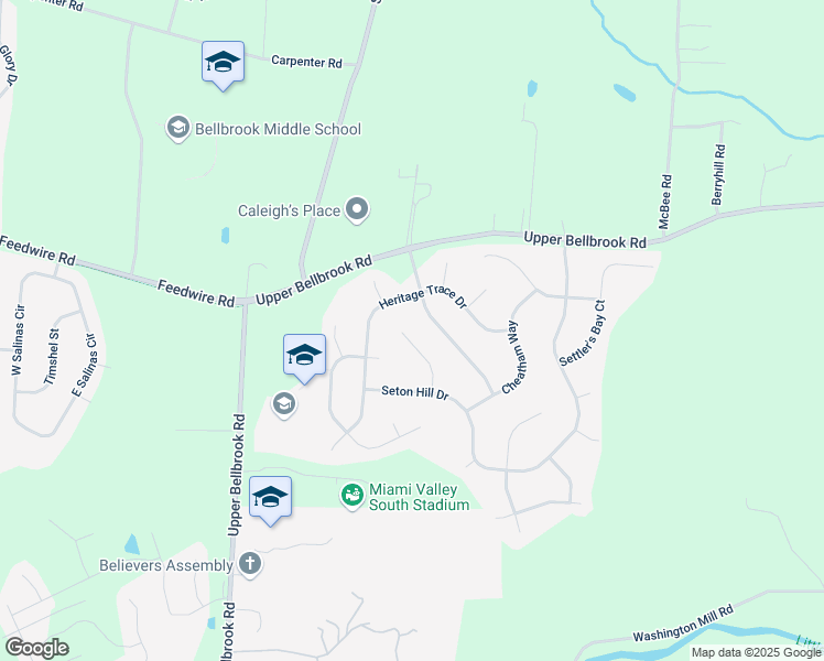 map of restaurants, bars, coffee shops, grocery stores, and more near 1280 Pewter Ct in Bellbrook