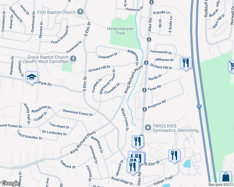 map of restaurants, bars, coffee shops, grocery stores, and more near 523 Lincoln Green Drive in Dayton