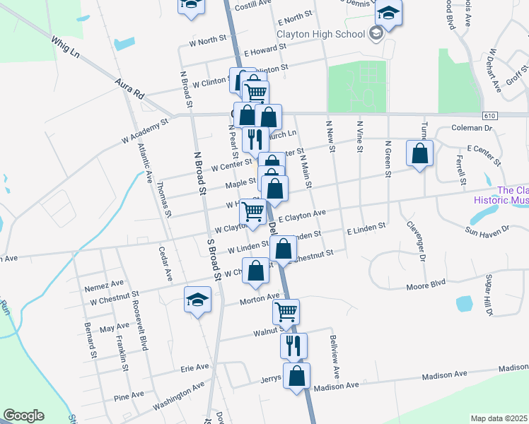 map of restaurants, bars, coffee shops, grocery stores, and more near 8 North Delsea Drive in Glassboro